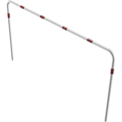 Hoop of steel tube |  48 x 2,5 mm | without cross bar | for casting in concrete | total width 2500 mm | total height 1400 mm | hot-dip galvanized and white coatedwith red reflecting stripes